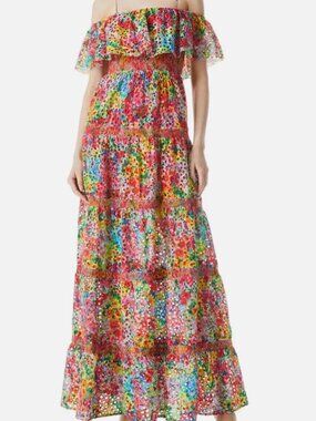 Alice and Olivia Kia Smocked Tiered Maxi Dress, Garden Floral